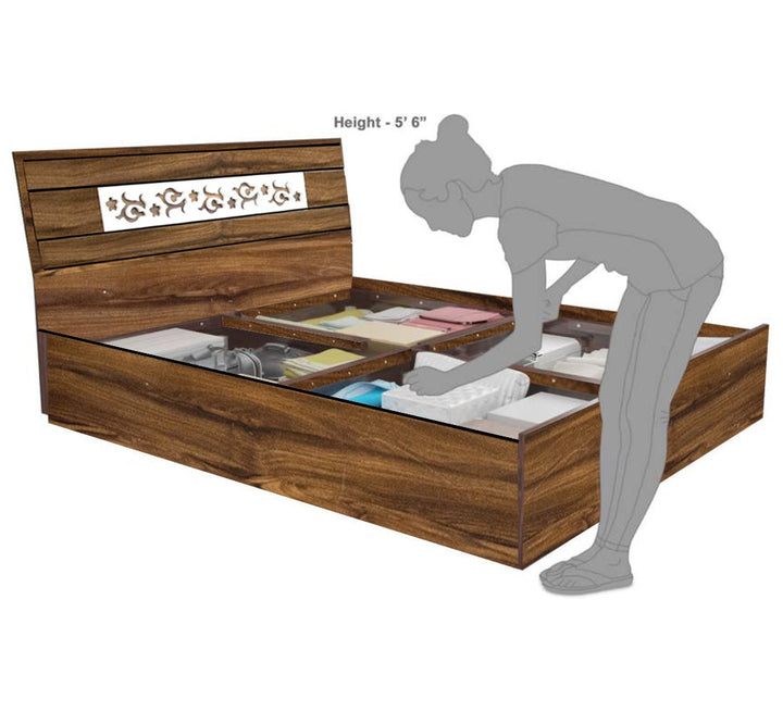 Bharat Lifestyle Oman Engineered Wood Queen Box Bed (Finish Color - Walnut, Delivery Condition - Knock Down) - BHARAT LIFESPACE PRIVATE LIMITED