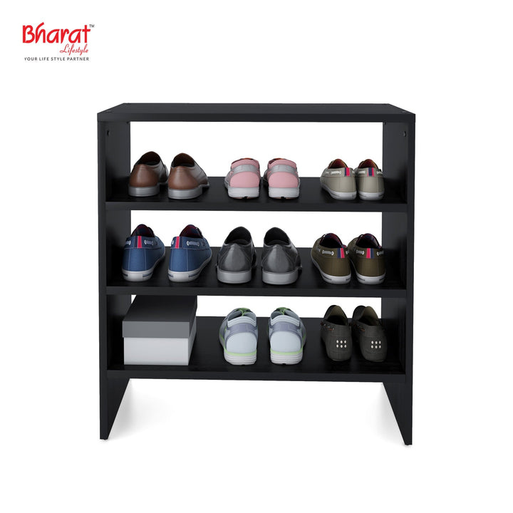 Bharat Lifestyle Orcus Engineered Wood Shoe Rack (Black, 3 Shelves, DIY(Do - It - Yourself)) - BHARAT LIFESPACE PRIVATE LIMITED
