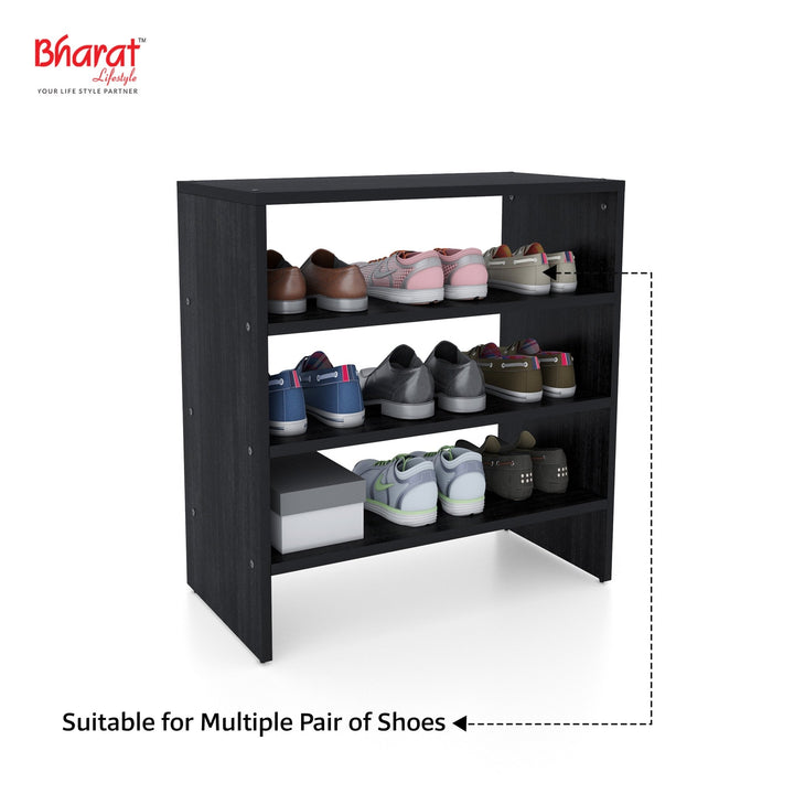 Bharat Lifestyle Orcus Engineered Wood Shoe Rack (Black, 3 Shelves, DIY(Do - It - Yourself)) - BHARAT LIFESPACE PRIVATE LIMITED