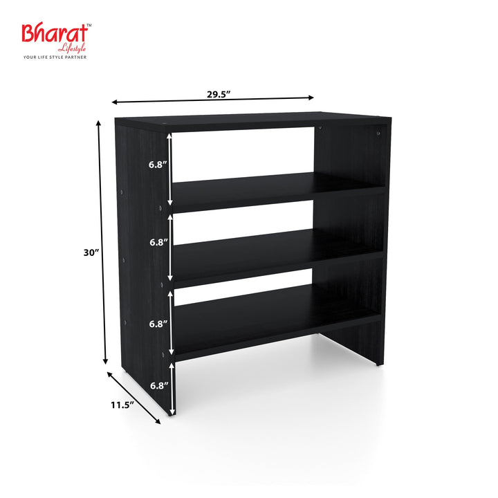Bharat Lifestyle Orcus Engineered Wood Shoe Rack (Black, 3 Shelves, DIY(Do - It - Yourself)) - BHARAT LIFESPACE PRIVATE LIMITED
