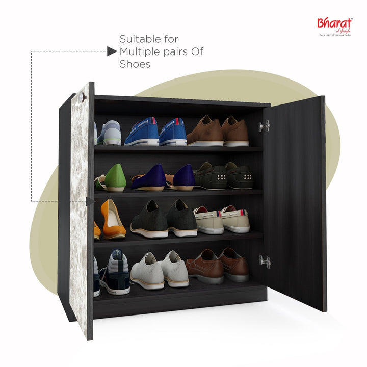 Bharat Lifestyle Pluto Wenge White Engineered Wood Shoe Rack (White, 4 Shelves, Knock Down) - BHARAT LIFESPACE PRIVATE LIMITED