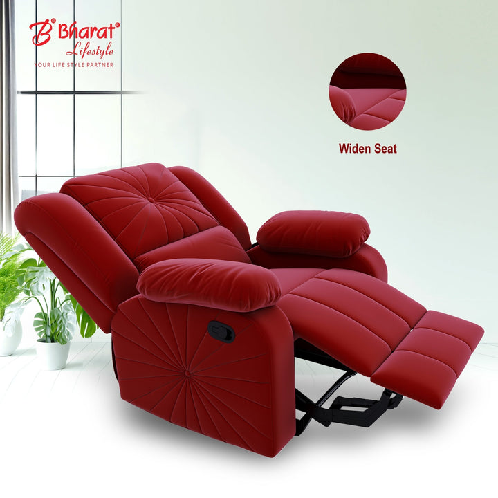 Bharat Lifestyle Riser Fabric Manual Recliner (Maroon) | 1 Seater Recliner Chair Sofa | Soft Suede Fabric | 3 Comfort Positions | DIY Assembly | 1 Year Warranty | For Living Room, Bedroom, Home & Office - BHARAT LIFESPACE PRIVATE LIMITED