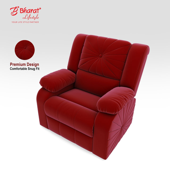 Bharat Lifestyle Riser Fabric Manual Recliner (Maroon) | 1 Seater Recliner Chair Sofa | Soft Suede Fabric | 3 Comfort Positions | DIY Assembly | 1 Year Warranty | For Living Room, Bedroom, Home & Office - BHARAT LIFESPACE PRIVATE LIMITED