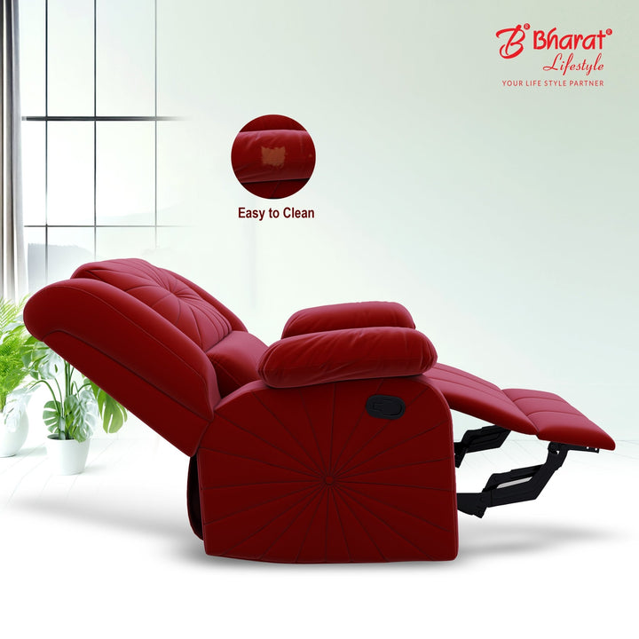 Bharat Lifestyle Riser Fabric Manual Recliner (Maroon) | 1 Seater Recliner Chair Sofa | Soft Suede Fabric | 3 Comfort Positions | DIY Assembly | 1 Year Warranty | For Living Room, Bedroom, Home & Office - BHARAT LIFESPACE PRIVATE LIMITED