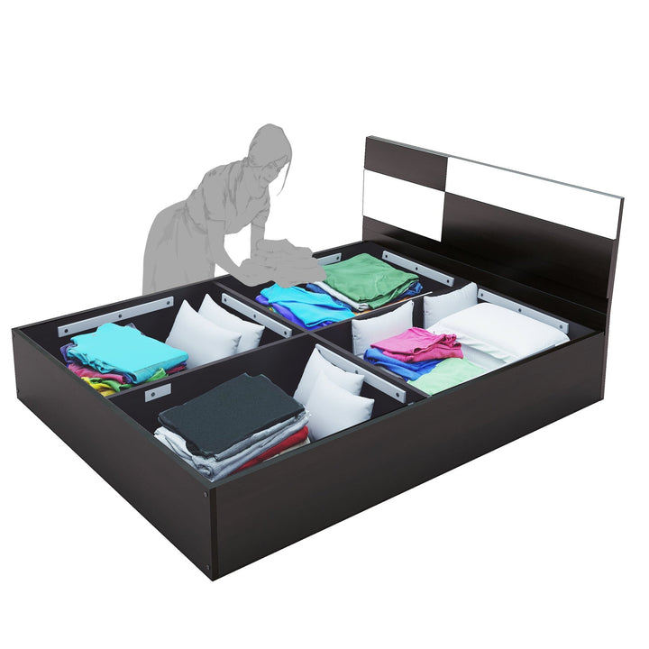 Bharat Lifestyle Rome Engineered Wood Queen Box Bed (Finish Color - White & Wenge, Delivery Condition - Knock Down) - BHARAT LIFESPACE PRIVATE LIMITED