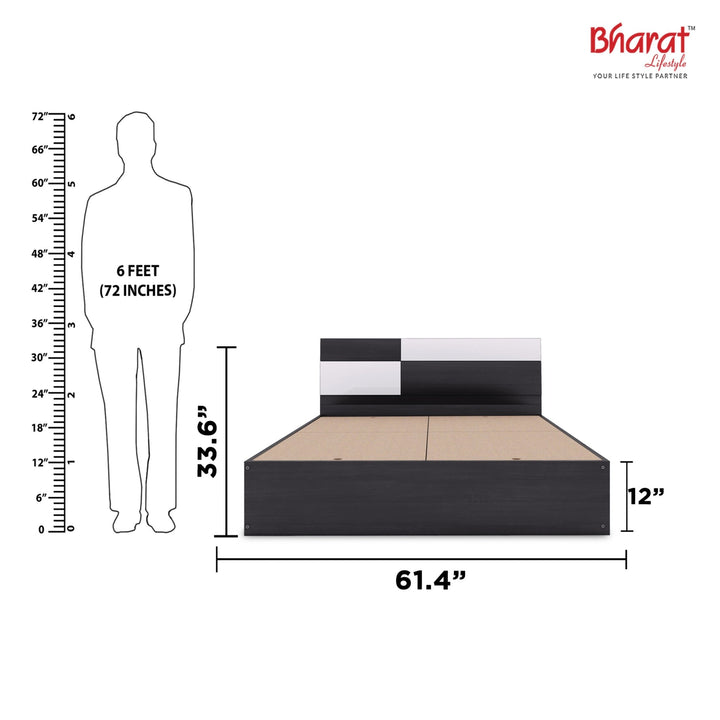 Bharat Lifestyle Rome Engineered Wood Queen Box Bed (Finish Color - White & Wenge, Delivery Condition - Knock Down) - BHARAT LIFESPACE PRIVATE LIMITED