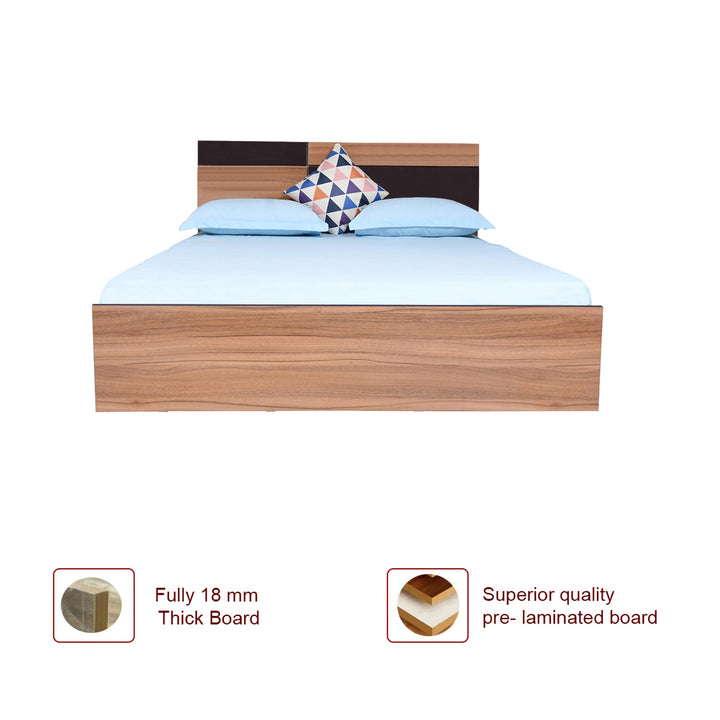 Bharat Lifestyle Rome Exotic Teak Engineered Wood Queen Size Bed with Storage, Bedroom, Living Room, Color - Exotic Teak, Melamine Finish, Delivery Condition - Knock Down, 1 Year Warranty - BHARAT LIFESPACE PRIVATE LIMITED