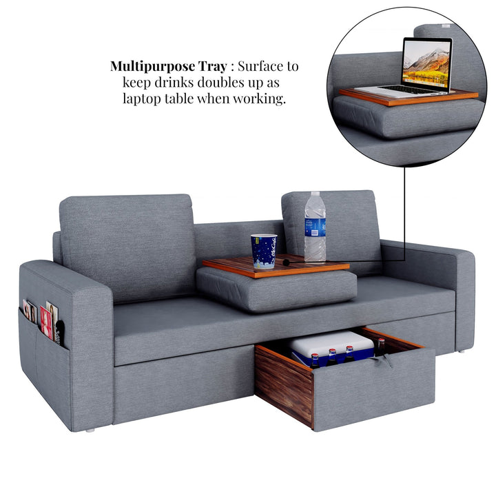 Bharat Lifestyle Signature Fabric 3 Seater Grey Sofa, Looks and Comfortable Sofa for Living Room, Bedroom, Home and Office, Assembly DIY(Do - It - Yourself) 1 Year Warranty - BHARAT LIFESPACE PRIVATE LIMITED