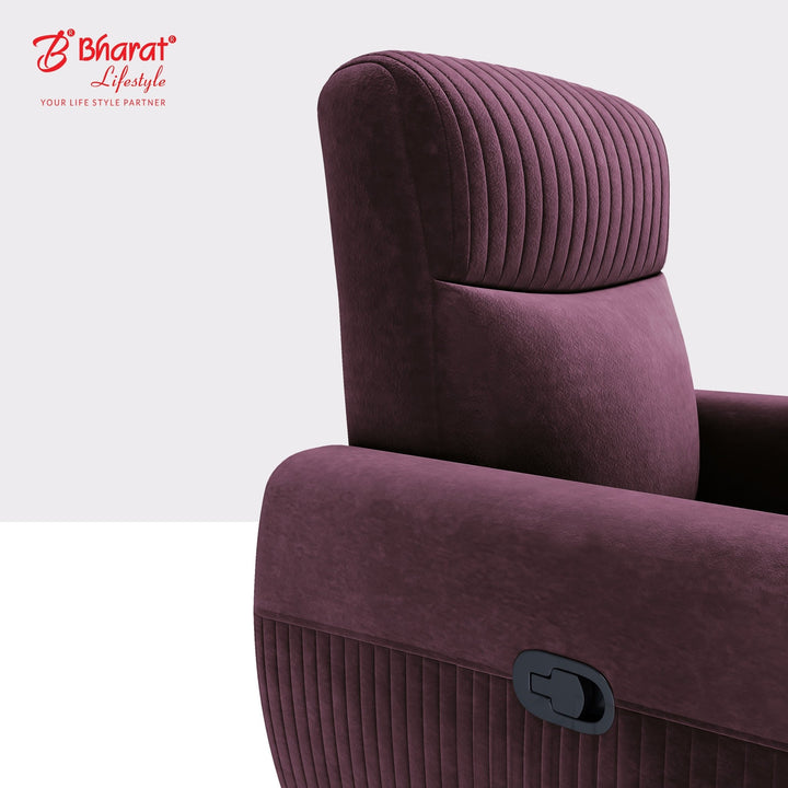Bharat Lifestyle Sleek Fabric Manual Recliner (Maroon) | 1 Seater Recliner Chair Sofa | Suede Fabric | 3 Comfort Positions | DIY Assembly | 1 Year Warranty | For Living Room, Bedroom, Home & Office - BHARAT LIFESPACE PRIVATE LIMITED
