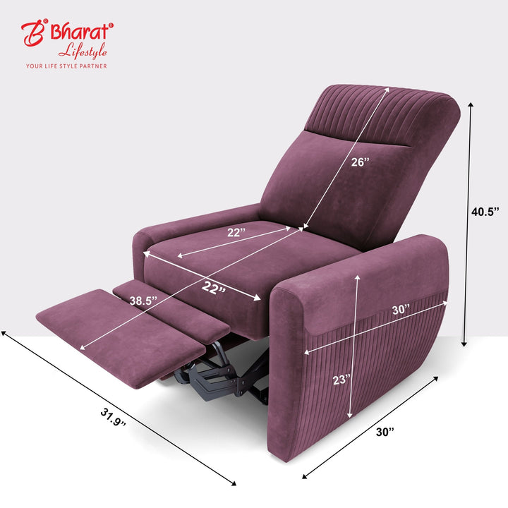 Bharat Lifestyle Sleek Fabric Manual Recliner (Maroon) | 1 Seater Recliner Chair Sofa | Suede Fabric | 3 Comfort Positions | DIY Assembly | 1 Year Warranty | For Living Room, Bedroom, Home & Office - BHARAT LIFESPACE PRIVATE LIMITED