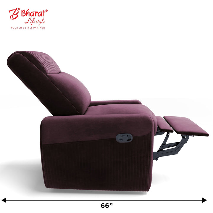 Bharat Lifestyle Sleek Fabric Manual Recliner (Maroon) | 1 Seater Recliner Chair Sofa | Suede Fabric | 3 Comfort Positions | DIY Assembly | 1 Year Warranty | For Living Room, Bedroom, Home & Office - BHARAT LIFESPACE PRIVATE LIMITED