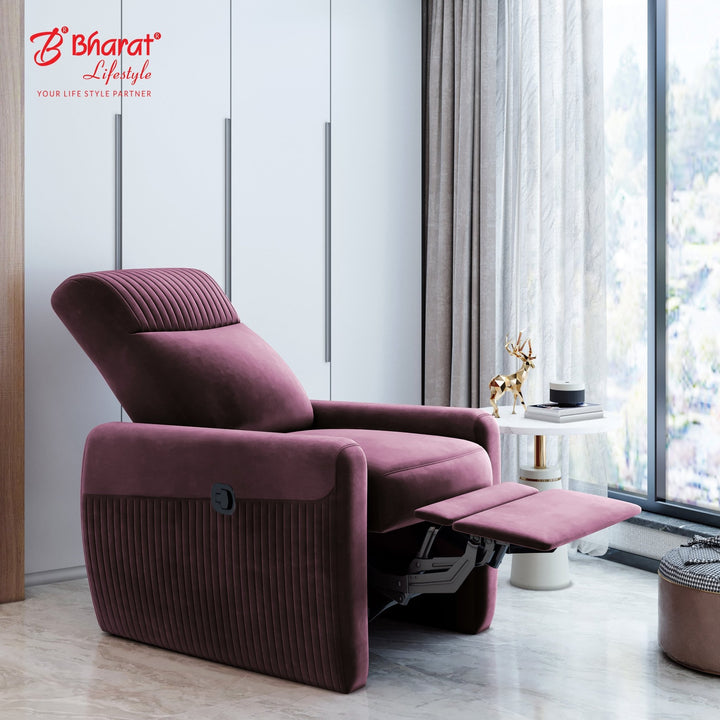 Bharat Lifestyle Sleek Fabric Manual Recliner (Maroon) | 1 Seater Recliner Chair Sofa | Suede Fabric | 3 Comfort Positions | DIY Assembly | 1 Year Warranty | For Living Room, Bedroom, Home & Office - BHARAT LIFESPACE PRIVATE LIMITED