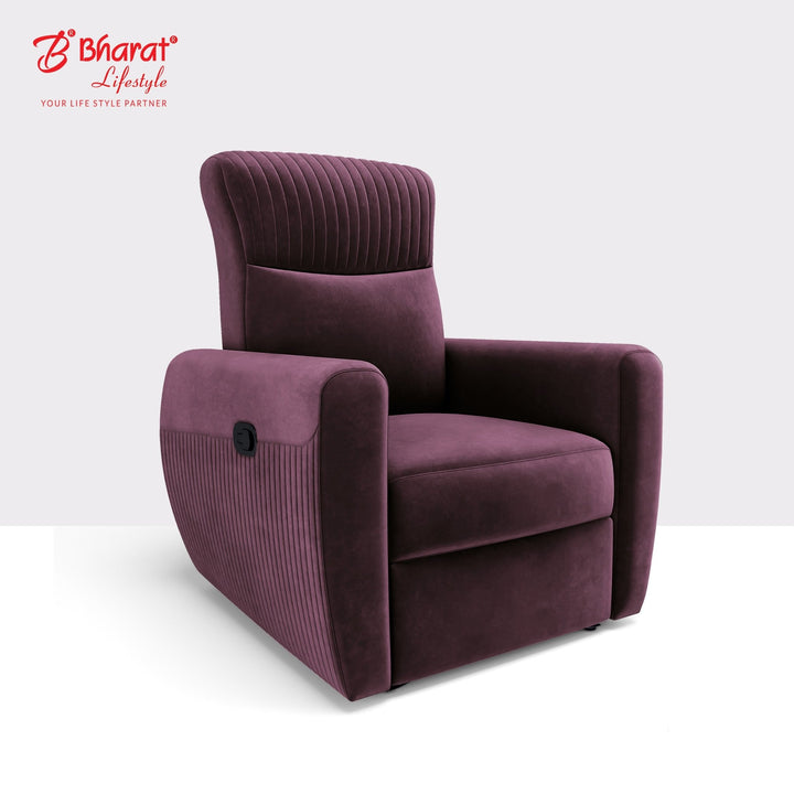 Bharat Lifestyle Sleek Fabric Manual Recliner (Maroon) | 1 Seater Recliner Chair Sofa | Suede Fabric | 3 Comfort Positions | DIY Assembly | 1 Year Warranty | For Living Room, Bedroom, Home & Office - BHARAT LIFESPACE PRIVATE LIMITED