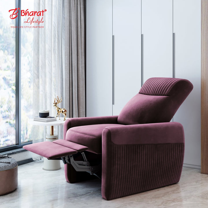 Bharat Lifestyle Sleek Fabric Manual Recliner (Maroon) | 1 Seater Recliner Chair Sofa | Suede Fabric | 3 Comfort Positions | DIY Assembly | 1 Year Warranty | For Living Room, Bedroom, Home & Office - BHARAT LIFESPACE PRIVATE LIMITED