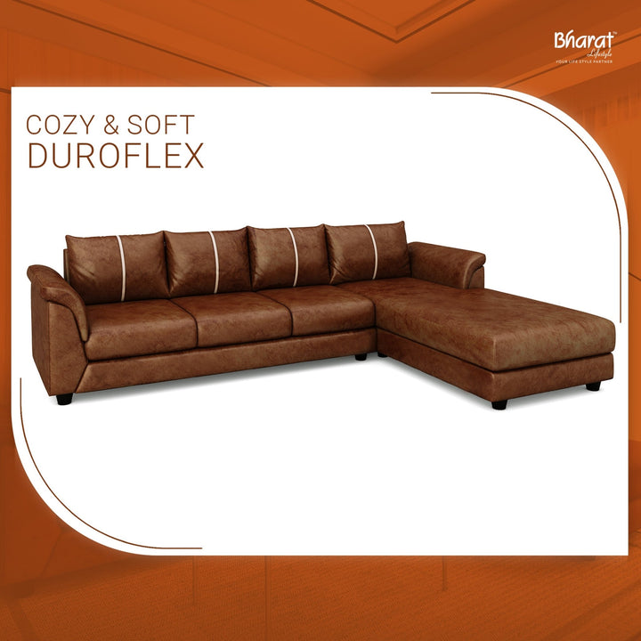 Bharat Lifestyle Stella L - Shape Fabric 6 Seater Sofa (Finish Color - Rust Brown, DIY(Do - It - Yourself)) - BHARAT LIFESPACE PRIVATE LIMITED