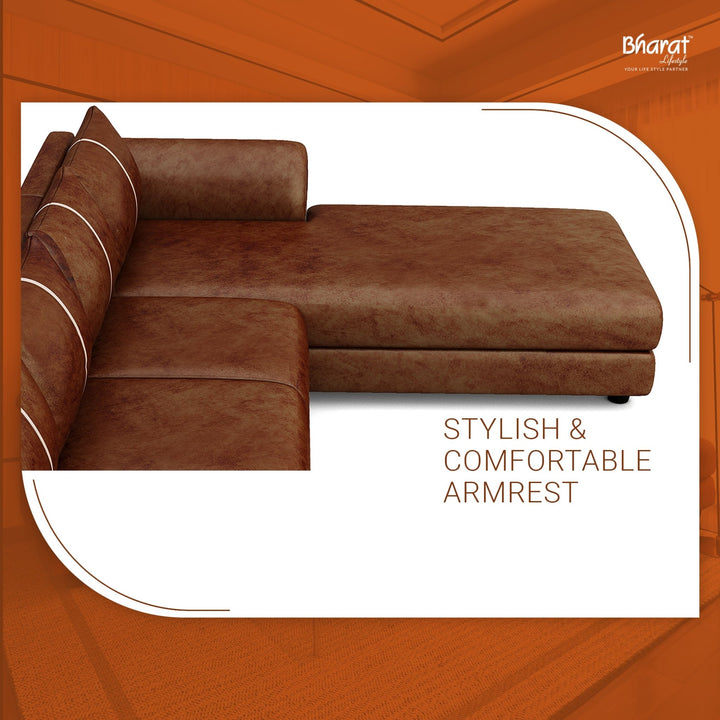 Bharat Lifestyle Stella L - Shape Fabric 6 Seater Sofa (Finish Color - Rust Brown, DIY(Do - It - Yourself)) - BHARAT LIFESPACE PRIVATE LIMITED