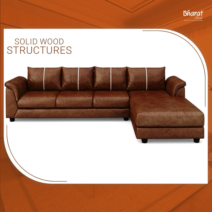 Bharat Lifestyle Stella L - Shape Fabric 6 Seater Sofa (Finish Color - Rust Brown, DIY(Do - It - Yourself)) - BHARAT LIFESPACE PRIVATE LIMITED