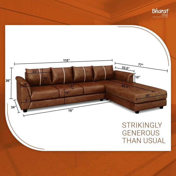Bharat Lifestyle Stella L - Shape Fabric 6 Seater Sofa (Finish Color - Rust Brown, DIY(Do - It - Yourself)) - BHARAT LIFESPACE PRIVATE LIMITED