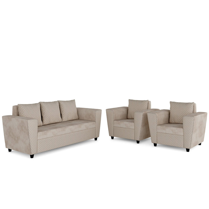 Bharat Lifestyle Sweden Fabric 3 + 1 + 1 Sofa Set (Cream, DIY(Do - It - Yourself)) - BHARAT LIFESPACE PRIVATE LIMITED