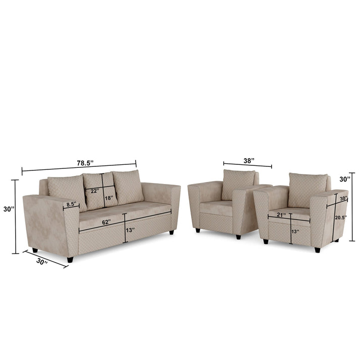 Bharat Lifestyle Sweden Fabric 3 + 1 + 1 Sofa Set (Cream, DIY(Do - It - Yourself)) - BHARAT LIFESPACE PRIVATE LIMITED