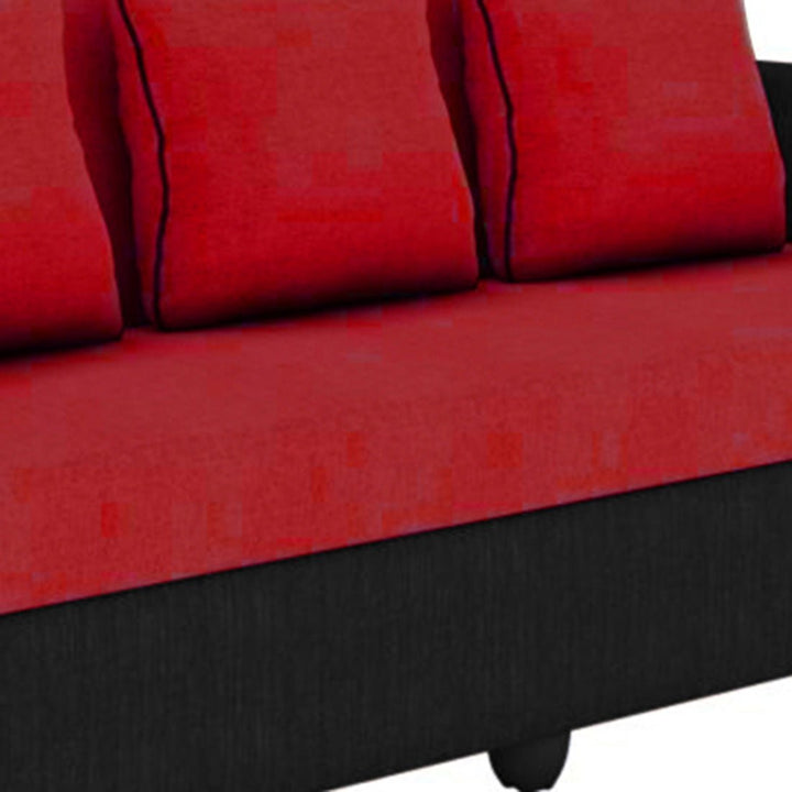 Bharat Lifestyle Tulip Fabric 3+1+1 Sofa Set | Red & Black | Stylish & Comfortable Fabric Sofa Set for Living Room, Bedroom | Soft Upholstery | DIY Assembly | 1 Year Warranty - BHARAT LIFESPACE PRIVATE LIMITED