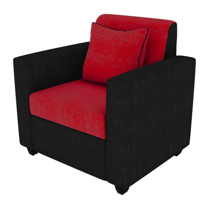 Bharat Lifestyle Tulip Fabric 3+1+1 Sofa Set | Red & Black | Stylish & Comfortable Fabric Sofa Set for Living Room, Bedroom | Soft Upholstery | DIY Assembly | 1 Year Warranty - BHARAT LIFESPACE PRIVATE LIMITED