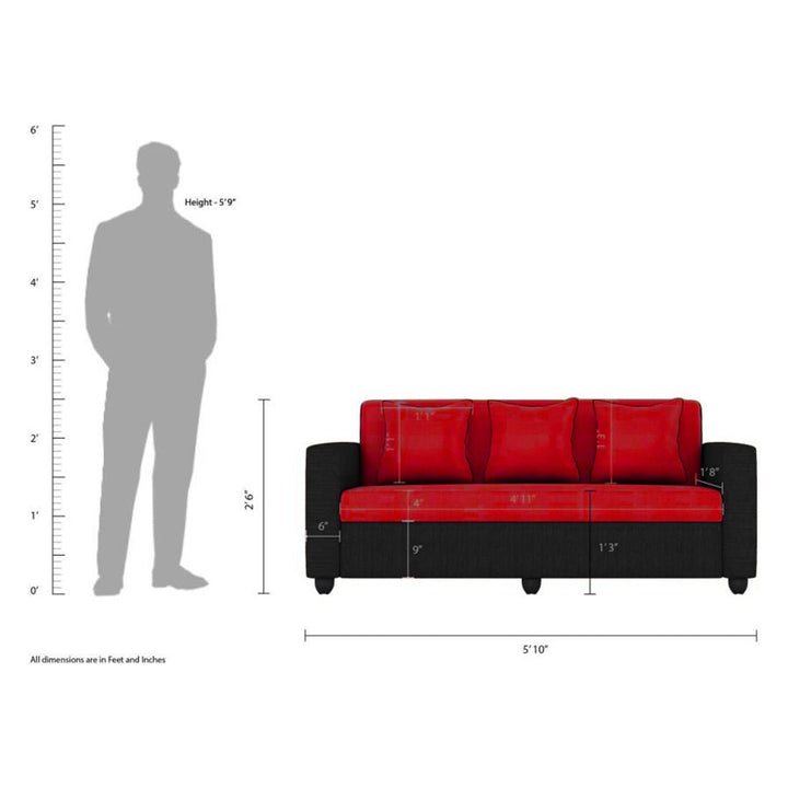 Bharat Lifestyle Tulip Fabric 3+1+1 Sofa Set | Red & Black | Stylish & Comfortable Fabric Sofa Set for Living Room, Bedroom | Soft Upholstery | DIY Assembly | 1 Year Warranty - BHARAT LIFESPACE PRIVATE LIMITED