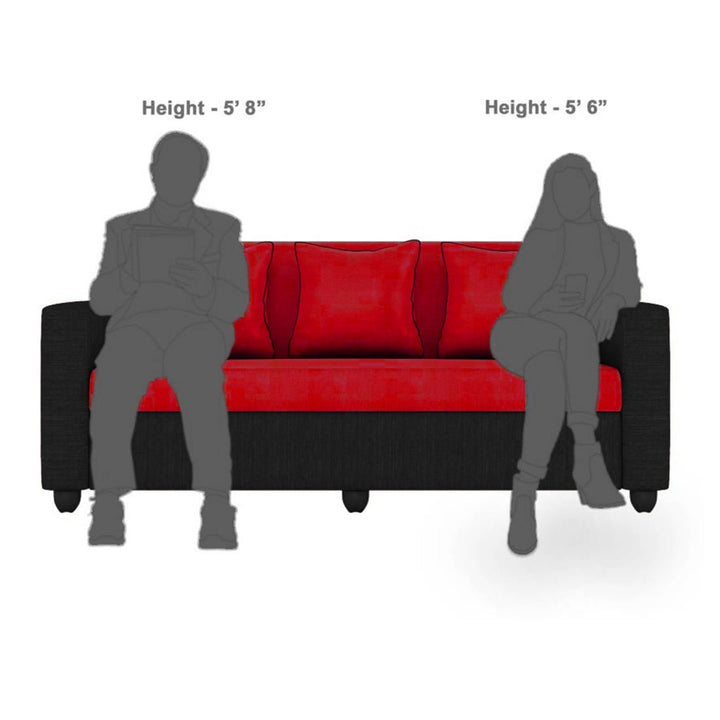 Bharat Lifestyle Tulip Fabric 3+1+1 Sofa Set | Red & Black | Stylish & Comfortable Fabric Sofa Set for Living Room, Bedroom | Soft Upholstery | DIY Assembly | 1 Year Warranty - BHARAT LIFESPACE PRIVATE LIMITED