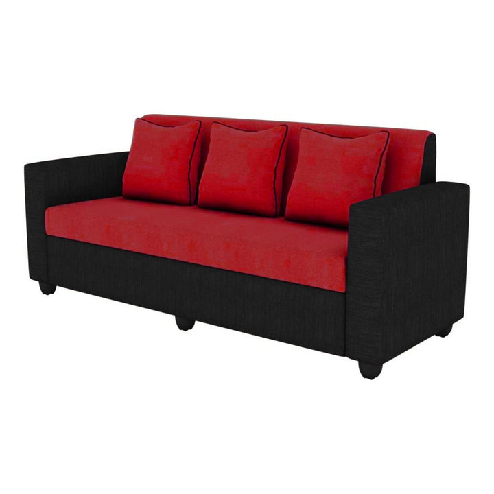 Bharat Lifestyle Tulip Fabric 3+1+1 Sofa Set | Red & Black | Stylish & Comfortable Fabric Sofa Set for Living Room, Bedroom | Soft Upholstery | DIY Assembly | 1 Year Warranty - BHARAT LIFESPACE PRIVATE LIMITED