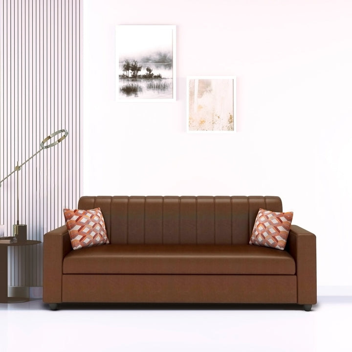 Bharat Lifestyle Tulip Leatherette 3 Seater Sofa | Tan Color | Premium Faux Leather Sofa for Living Room, Bedroom | Stylish & Comfortable | DIY Assembly | 1 Year Warranty - BHARAT LIFESPACE PRIVATE LIMITED