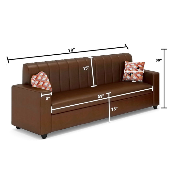 Bharat Lifestyle Tulip Leatherette 3 Seater Sofa | Tan Color | Premium Faux Leather Sofa for Living Room, Bedroom | Stylish & Comfortable | DIY Assembly | 1 Year Warranty - BHARAT LIFESPACE PRIVATE LIMITED