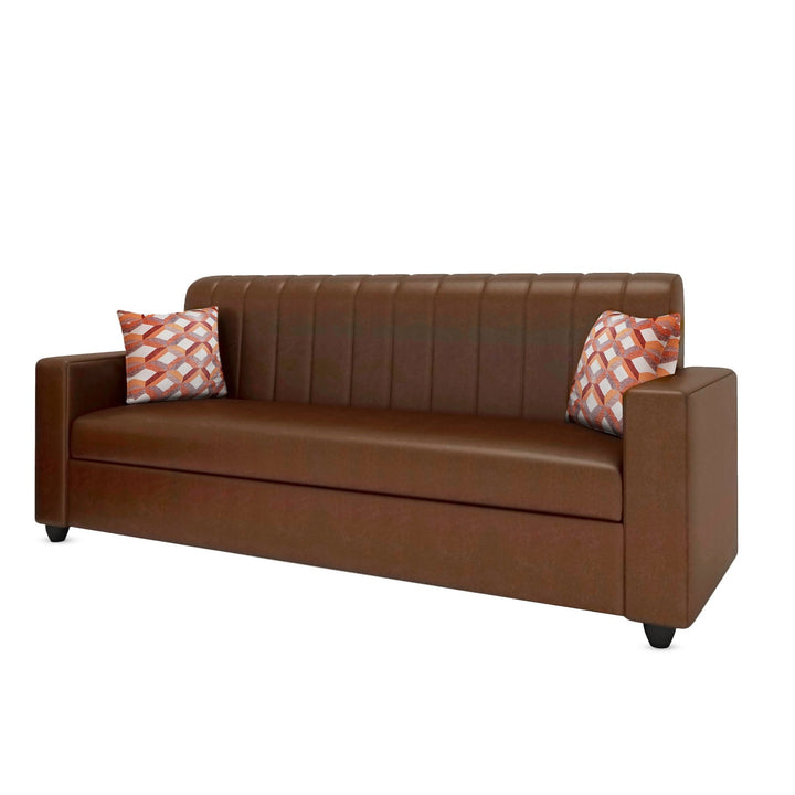 Bharat Lifestyle Tulip Leatherette 3 Seater Sofa | Tan Color | Premium Faux Leather Sofa for Living Room, Bedroom | Stylish & Comfortable | DIY Assembly | 1 Year Warranty - BHARAT LIFESPACE PRIVATE LIMITED