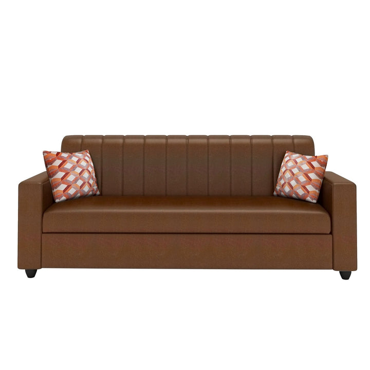 Bharat Lifestyle Tulip Leatherette 3 Seater Sofa | Tan Color | Premium Faux Leather Sofa for Living Room, Bedroom | Stylish & Comfortable | DIY Assembly | 1 Year Warranty - BHARAT LIFESPACE PRIVATE LIMITED