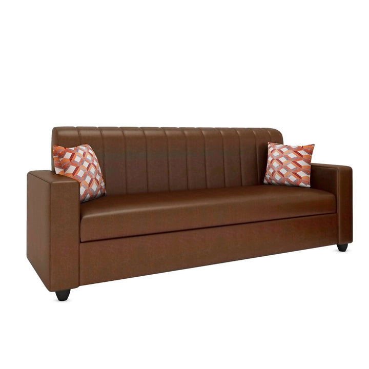 Bharat Lifestyle Tulip Leatherette 3 Seater Sofa | Tan Color | Premium Faux Leather Sofa for Living Room, Bedroom | Stylish & Comfortable | DIY Assembly | 1 Year Warranty - BHARAT LIFESPACE PRIVATE LIMITED