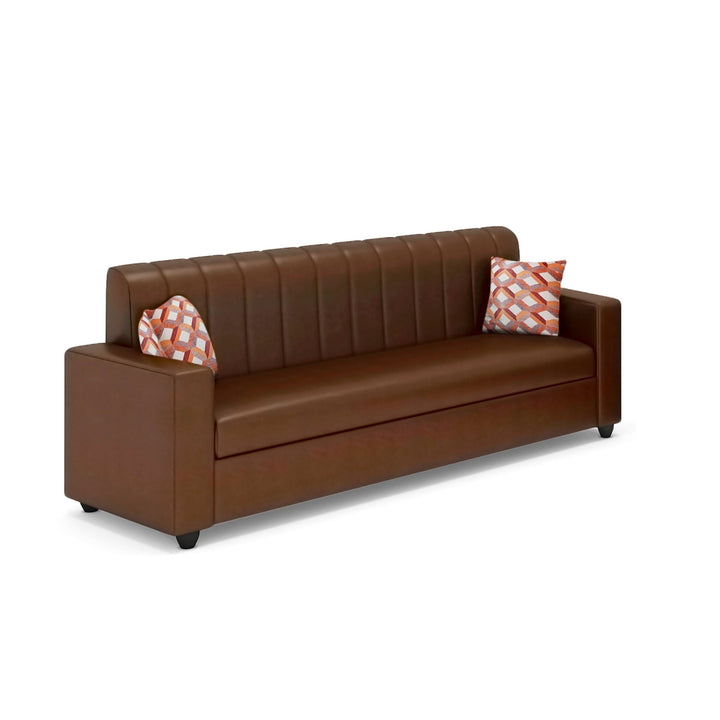 Bharat Lifestyle Tulip Leatherette 3 Seater Sofa | Tan Color | Premium Faux Leather Sofa for Living Room, Bedroom | Stylish & Comfortable | DIY Assembly | 1 Year Warranty - BHARAT LIFESPACE PRIVATE LIMITED
