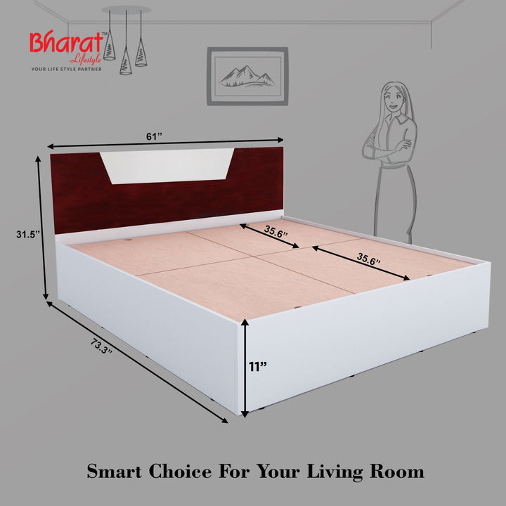 Bharat Lifestyle Vienna Engineered Wood Queen Bed Without Storage Bed for Bedroom, Living Room, Color – Brown, Delivery Condition - Knock Down, 1 Year Warranty - BHARAT LIFESPACE PRIVATE LIMITED
