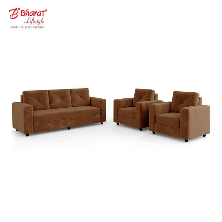 Bharat Lifestyle Winslow Fabric 3 + 1 + 1 Brown Sofa Set - BHARAT LIFESPACE PRIVATE LIMITED