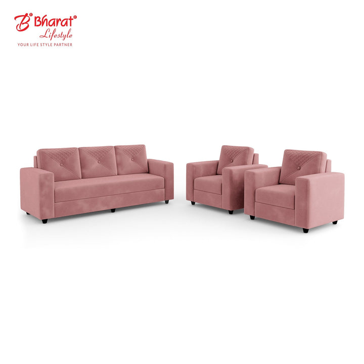 Bharat Lifestyle Winslow Fabric 3 + 1 + 1 Peach Sofa Set - BHARAT LIFESPACE PRIVATE LIMITED