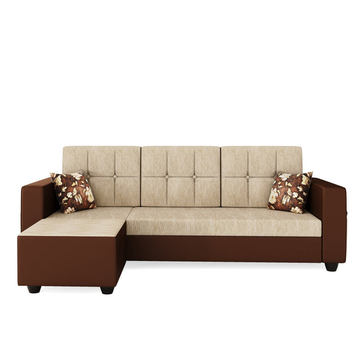 Bharat Lifestyle Winston 4 Seater Fabric & Leatherette Sofa | Cream & Brown | Stylish and Comfortable Sofa Set for Living Room, Bedroom | DIY Assembly | 1 Year Warranty - BHARAT LIFESPACE PRIVATE LIMITED