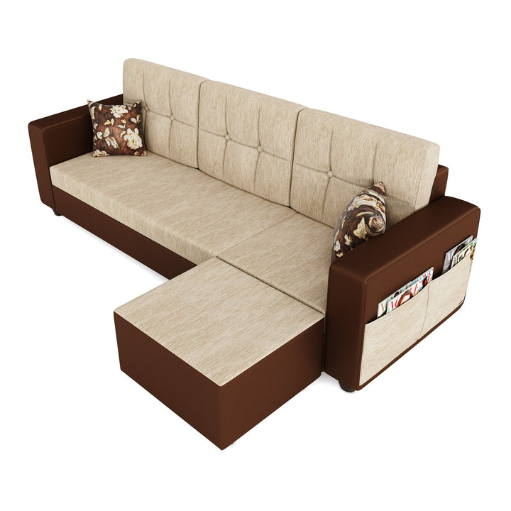 Bharat Lifestyle Winston 4 Seater Fabric & Leatherette Sofa | Cream & Brown | Stylish and Comfortable Sofa Set for Living Room, Bedroom | DIY Assembly | 1 Year Warranty - BHARAT LIFESPACE PRIVATE LIMITED