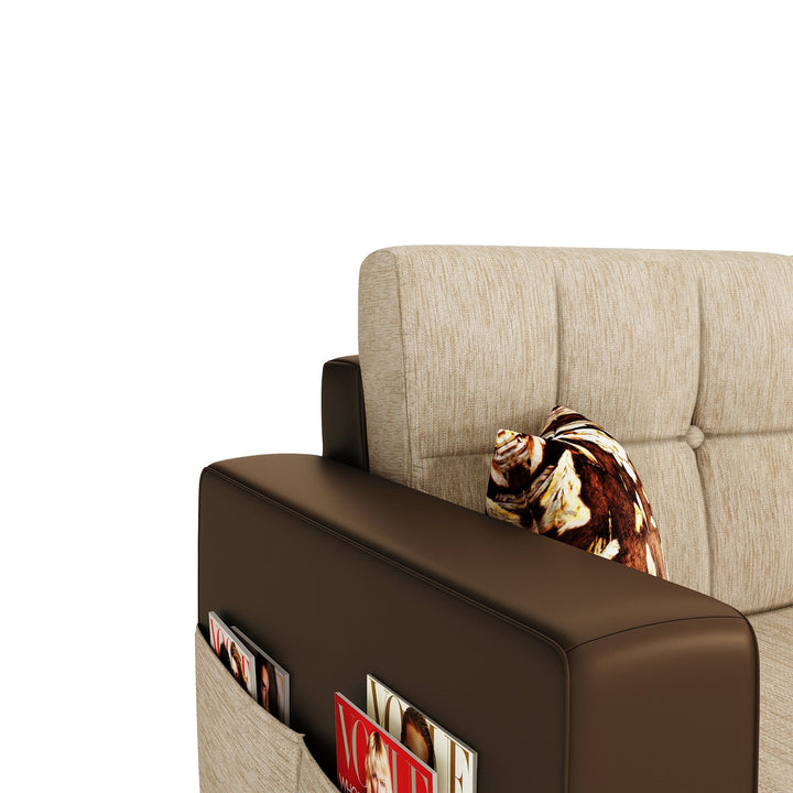 Bharat Lifestyle Winston 4 Seater Fabric & Leatherette Sofa | Cream & Brown | Stylish and Comfortable Sofa Set for Living Room, Bedroom | DIY Assembly | 1 Year Warranty - BHARAT LIFESPACE PRIVATE LIMITED