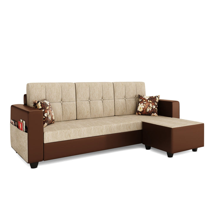 Bharat Lifestyle Winston 4 Seater Fabric & Leatherette Sofa | Cream & Brown | Stylish and Comfortable Sofa Set for Living Room, Bedroom | DIY Assembly | 1 Year Warranty - BHARAT LIFESPACE PRIVATE LIMITED