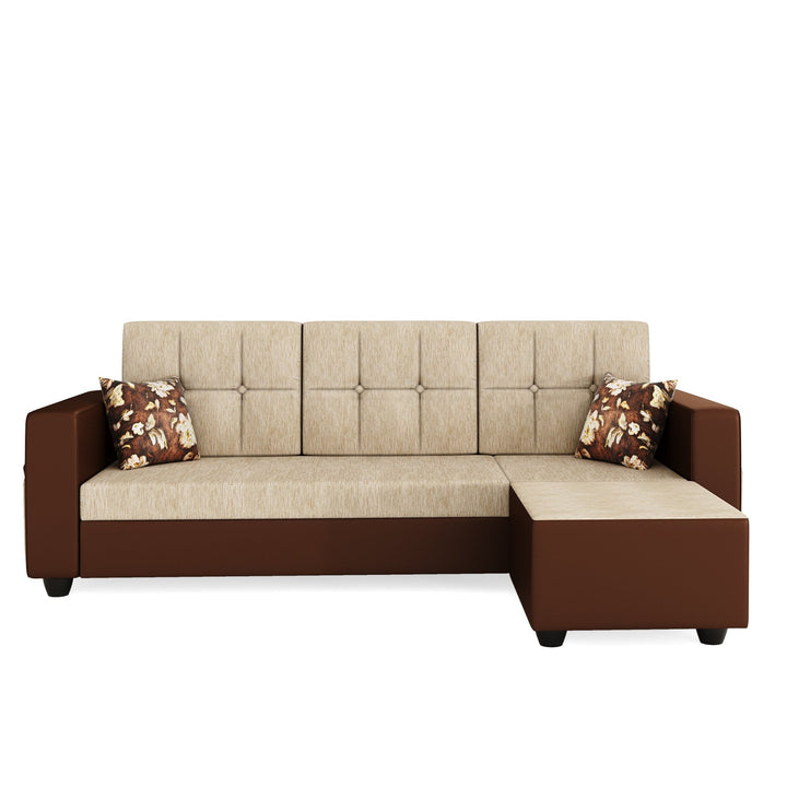 Bharat Lifestyle Winston 4 Seater Fabric & Leatherette Sofa | Cream & Brown | Stylish and Comfortable Sofa Set for Living Room, Bedroom | DIY Assembly | 1 Year Warranty - BHARAT LIFESPACE PRIVATE LIMITED