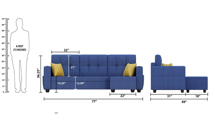 Bharat Lifestyle Winston Fabric 4 Seater Sofa (Finish Color - Blue, DIY(Do - It - Yourself)) - BHARAT LIFESPACE PRIVATE LIMITED