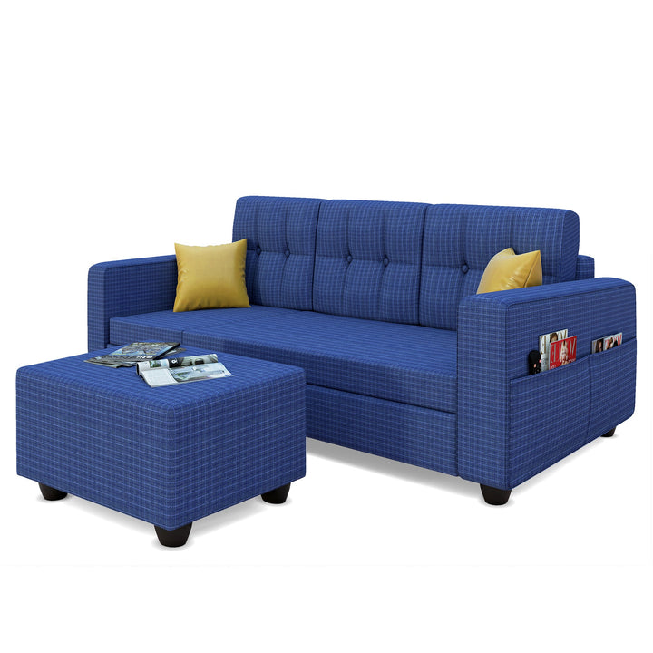 Bharat Lifestyle Winston Fabric 4 Seater Sofa (Finish Color - Blue, DIY(Do - It - Yourself)) - BHARAT LIFESPACE PRIVATE LIMITED