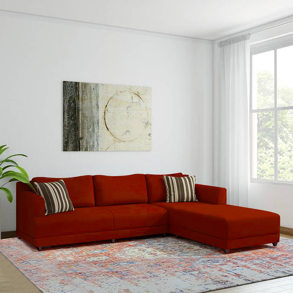 Bharat Lifestyle Marina Fabric 6 Seater Sofa Set | Red | Left Hand Deewan | Stylish & Comfortable Sofa Set for Living Room, Bedroom | Premium Fabric Finish | DIY Assembly | 1 Year Warranty