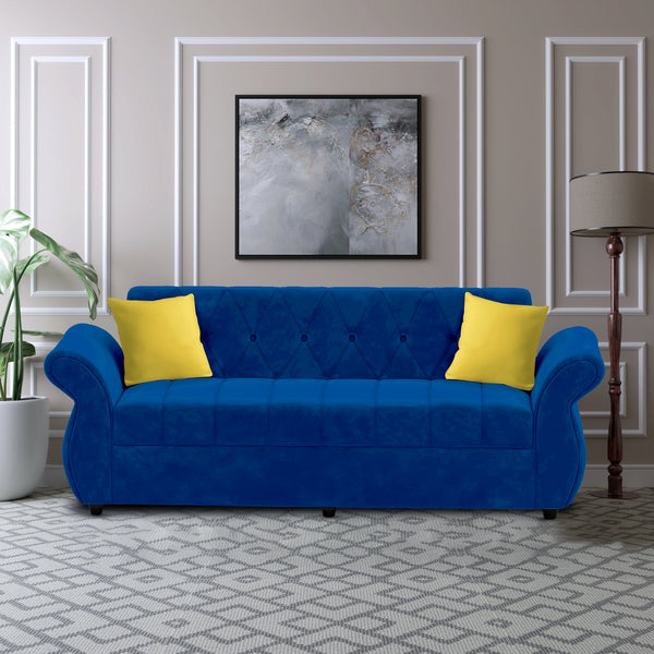 Bharat Lifestyle Alina Fabric 3 Seater Sofa  (Finish Color - Blue, DIY(Do-It-Yourself))