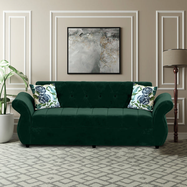 Bharat Lifestyle Alina Fabric 3 Seater Sofa  (Finish Color - Military Green, DIY(Do-It-Yourself))