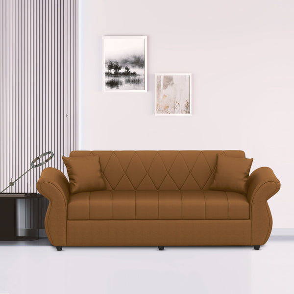 Bharat Lifestyle Alina Leatherette 3 Seater Sofa  (Finish Color - Tan, DIY(Do-It-Yourself))