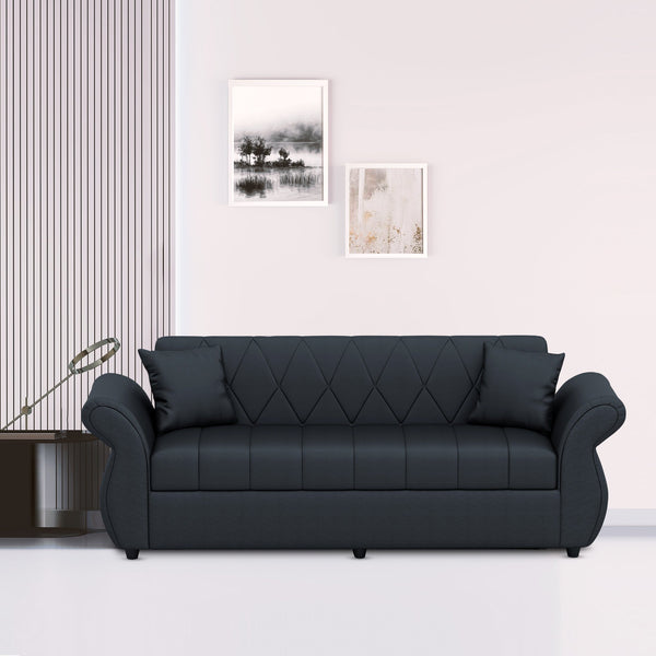 Bharat Lifestyle Alina Leatherette 3 Seater Sofa  (Finish Color - Black, DIY(Do-It-Yourself))